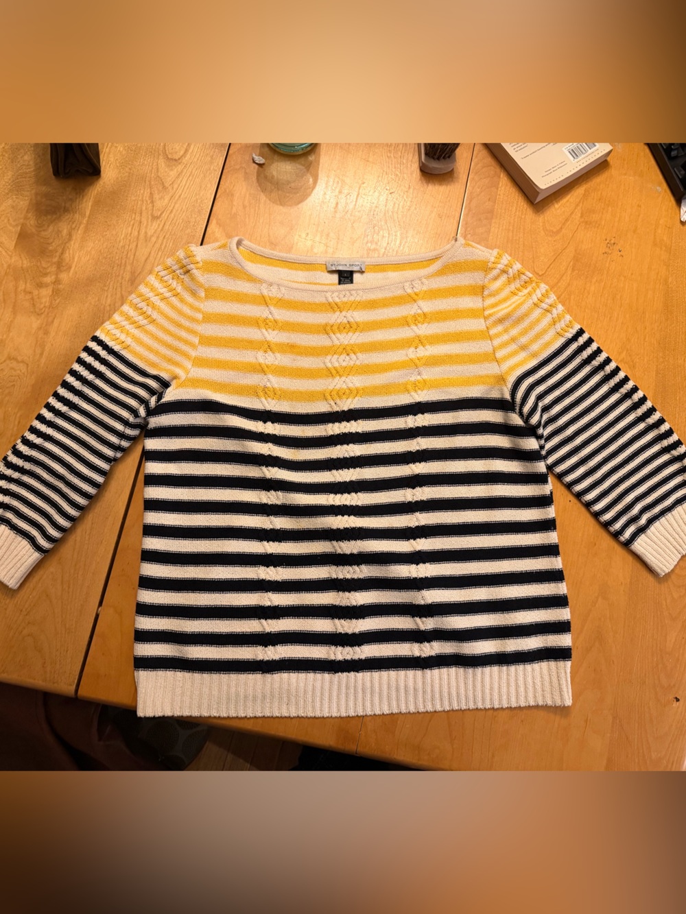 St John sport wool blend yellow black and cream Nautical coastal grandma